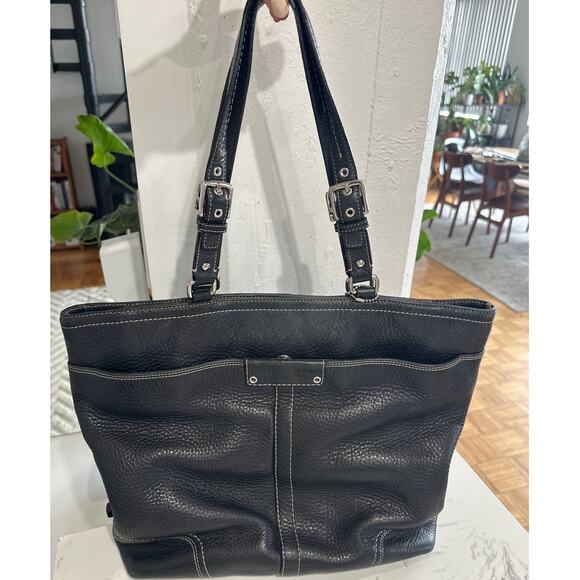 COACH Hamilton Purse Shoulder Hand Bag Black Pebble Leather Tote, Medium, EUC - Picture 1 of 9